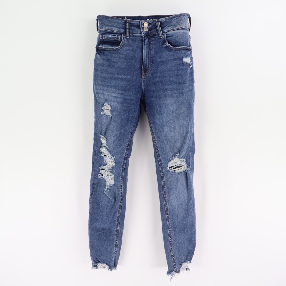 Vanilla Star Skinny Jeans High Rise Distressed Juniors Size 5 Blue Denim Stretch